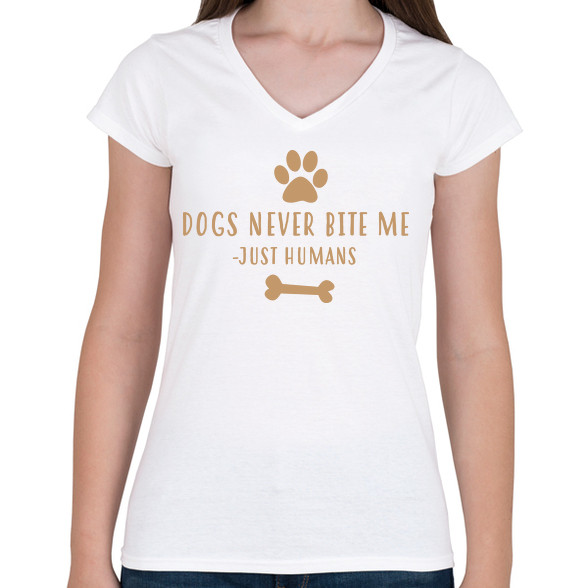 Dog never bite me-Női V-nyakú póló