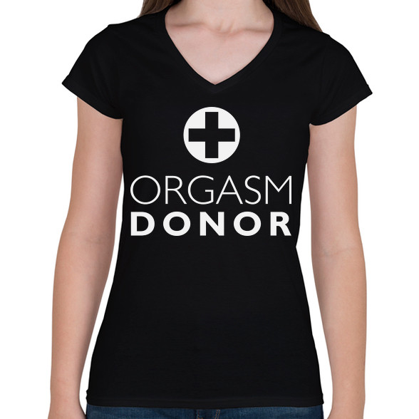 orgasm-donor-white-Női V-nyakú póló