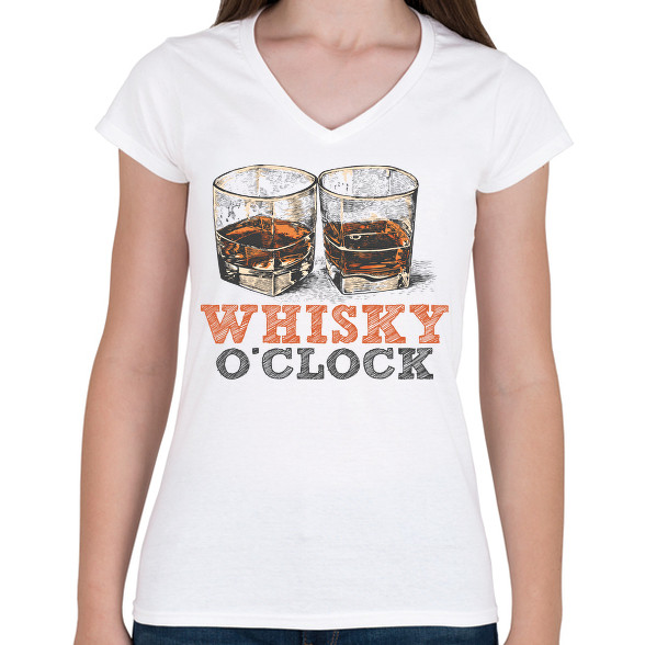 Whisky o'clock-Női V-nyakú póló