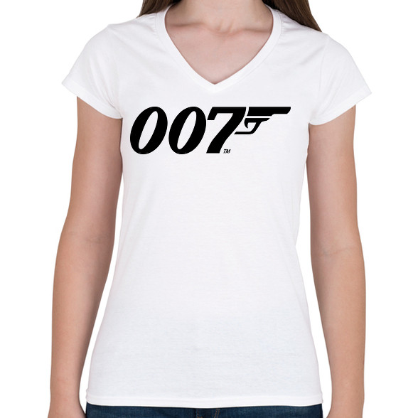 007 logo-Női V-nyakú póló