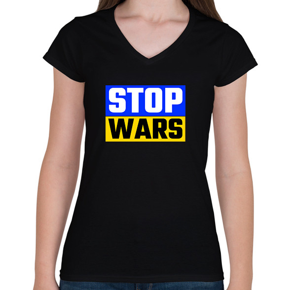 STOP WARS 2-Női V-nyakú póló