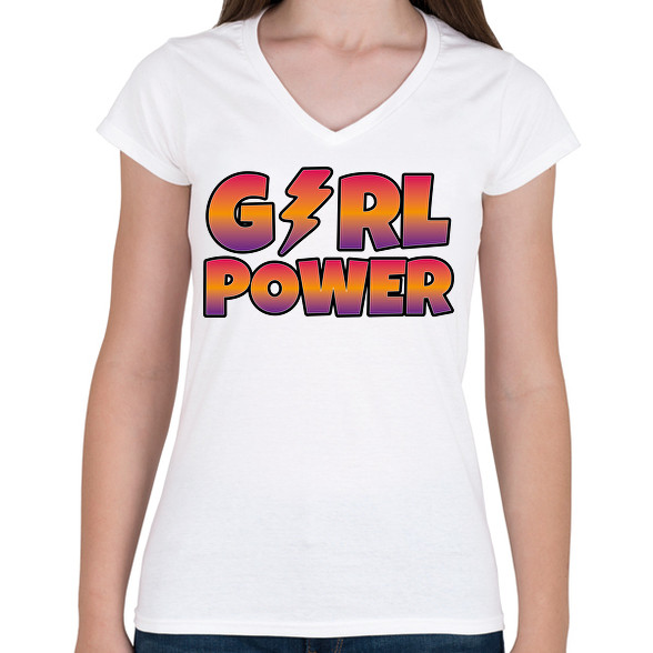 Girl power-Női V-nyakú póló