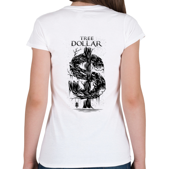 Dollár fa - fekete-Női V-nyakú póló