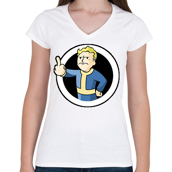 Fallout Vault boy-Női V-nyakú póló