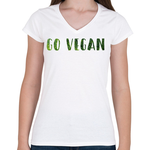 Go vegan-Női V-nyakú póló