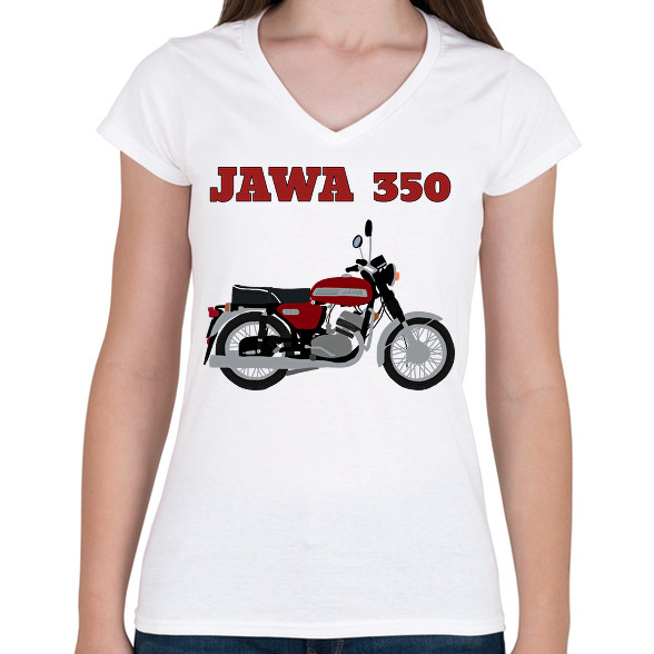 Jawa 350-Női V-nyakú póló