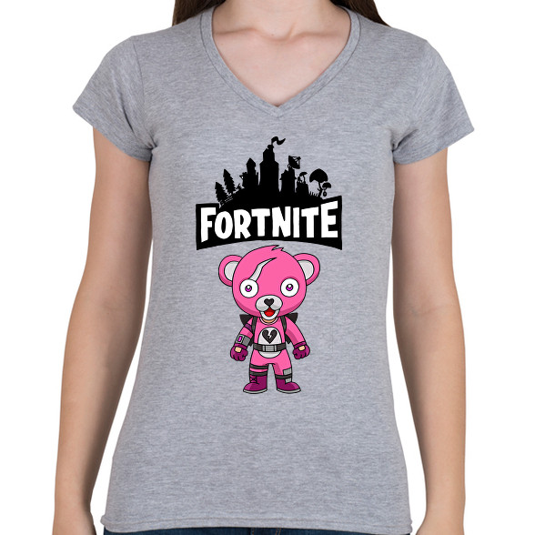 Fortnite Cuddle team leader-Női V-nyakú póló