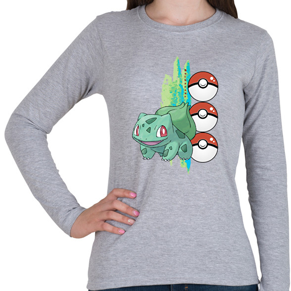 pokemon bulbasaur-Női hosszú ujjú póló