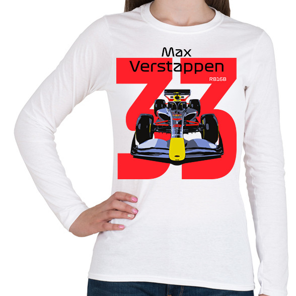 Verstappen 33 autóversenyző - fekete felirat-Női hosszú ujjú póló