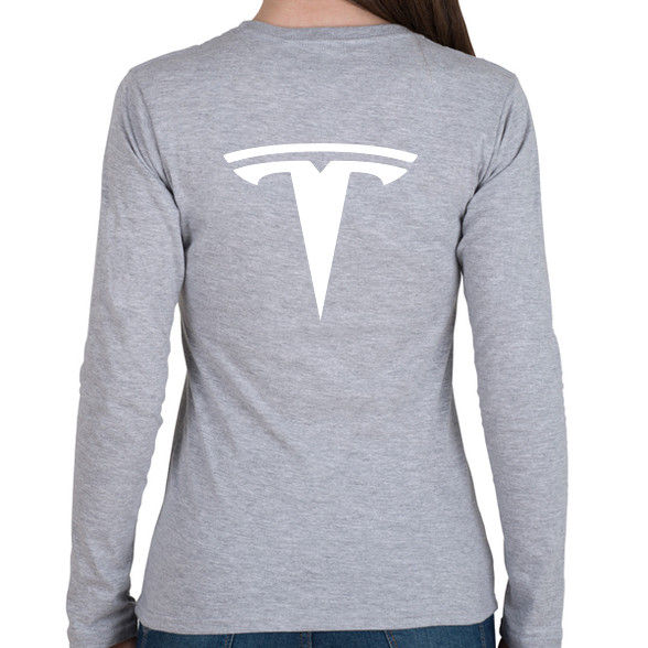 TESLA logo fehér-Női hosszú ujjú póló