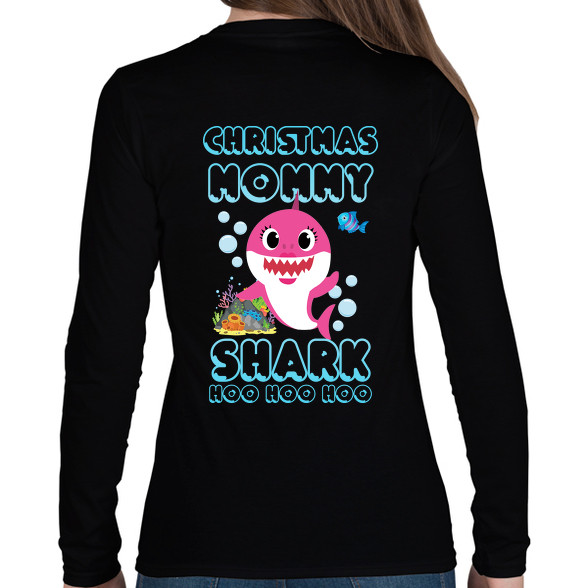 Christmas Mommy Shark-Női hosszú ujjú póló