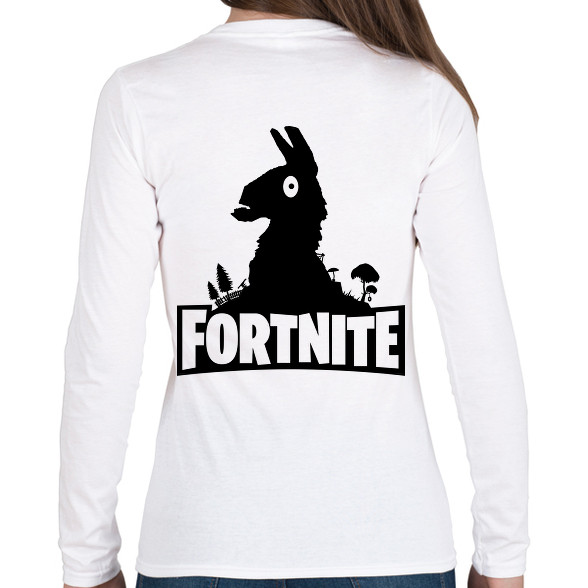 Fortnite Llama Logó - Fekete-Női hosszú ujjú póló