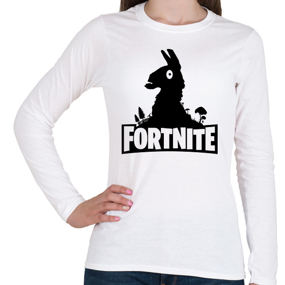 Fortnite Llama Logó - Fekete-Női hosszú ujjú póló