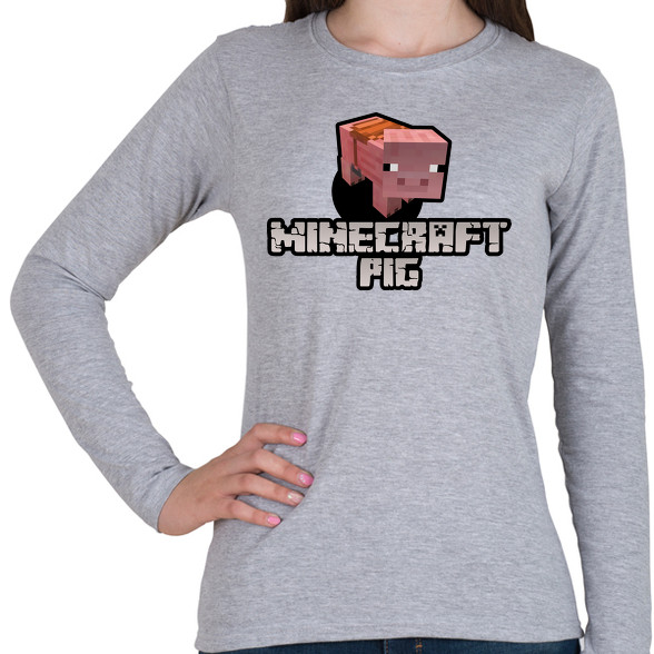 Minecraft pig-Női hosszú ujjú póló