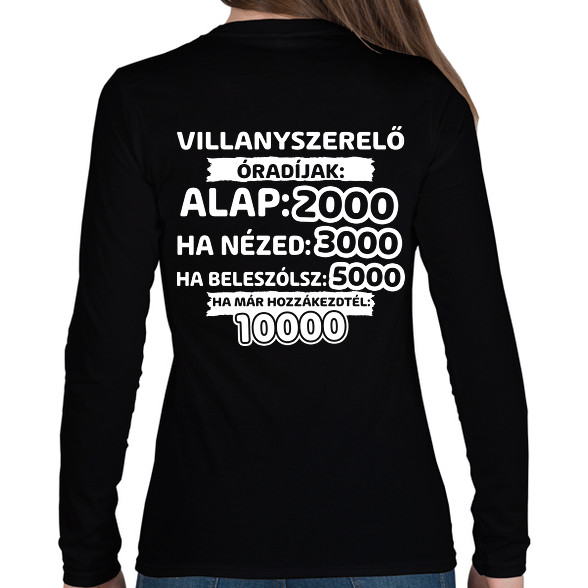 Villanyszerelő óradíjak-Női hosszú ujjú póló