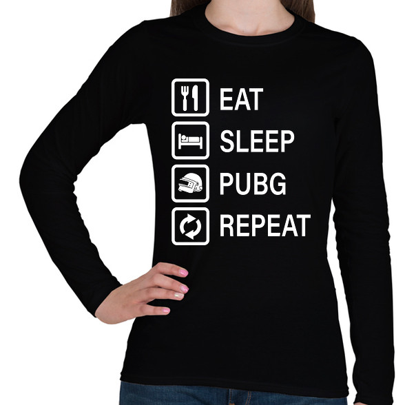 Eat Sleep PUBG Repeat - Fehér-Női hosszú ujjú póló