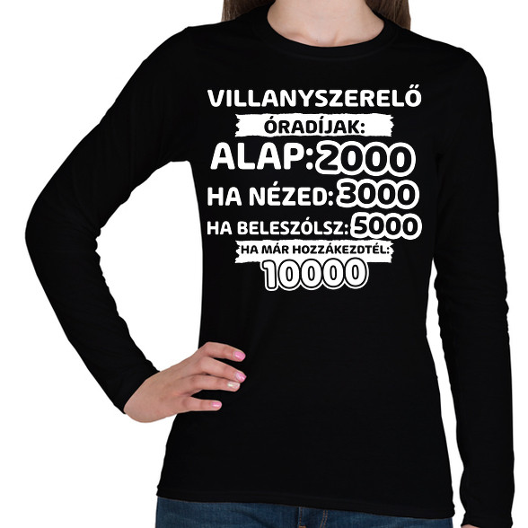 Villanyszerelő óradíjak-Női hosszú ujjú póló