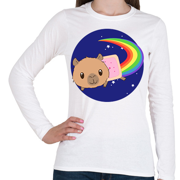 Nyan cat capybara-Női hosszú ujjú póló