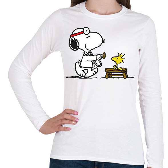 Snoopy és Woodstock-Női hosszú ujjú póló