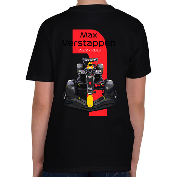 Max Verstappen 1 autóversenyző - fekete felirat-Gyerek póló