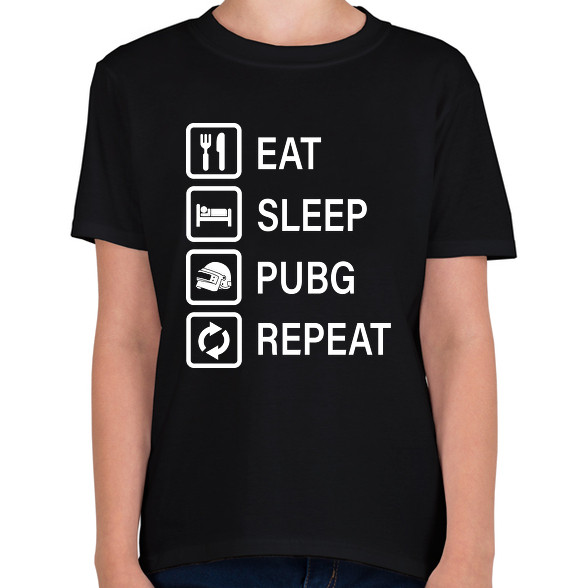 Eat Sleep PUBG Repeat - Fehér-Gyerek póló