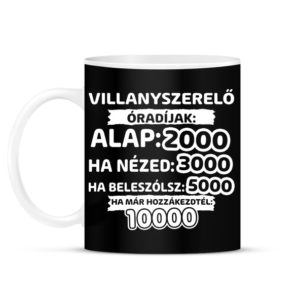 Villanyszerelő óradíjak-Bögre