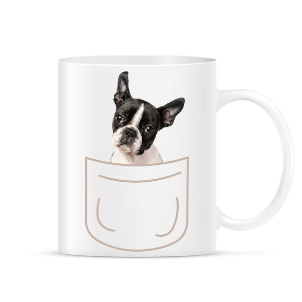 Boston terrier kölyök zsebben-Bögre