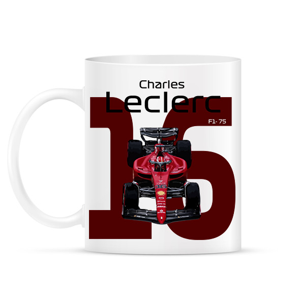 Charles Leclerc 16 autóversenyző - fekete felirat-Bögre