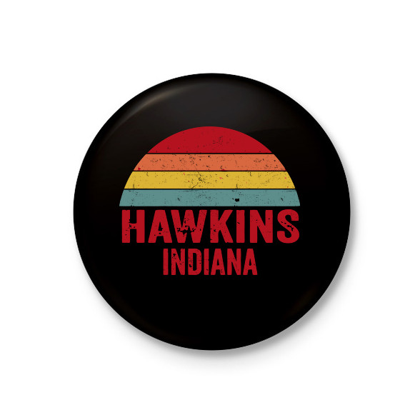 Retro Hawkins Indiana-Kitűző, hűtőmágnes