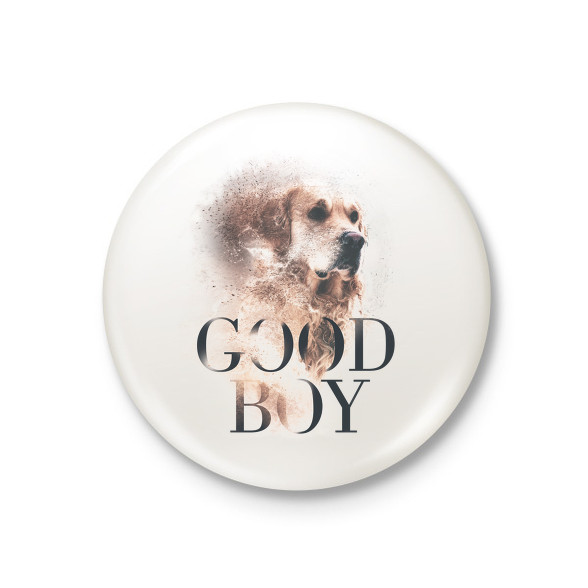 Golden Retriever - Good Boy-Kitűző, hűtőmágnes