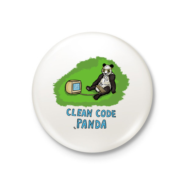 clean code panda-Kitűző, hűtőmágnes