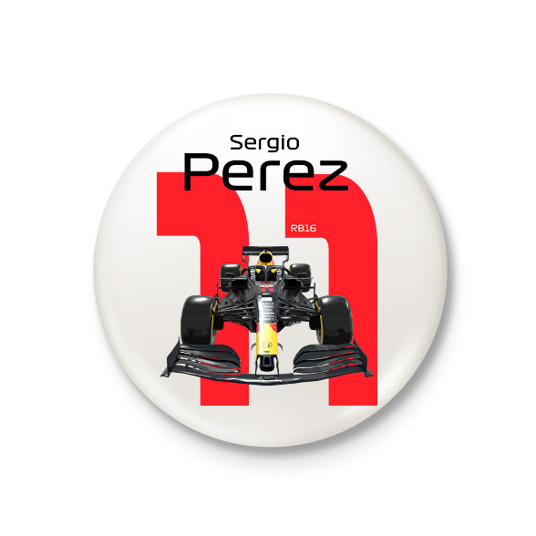 Sergio Perez 11 autóversenyző - fekete felirat-Kitűző, hűtőmágnes