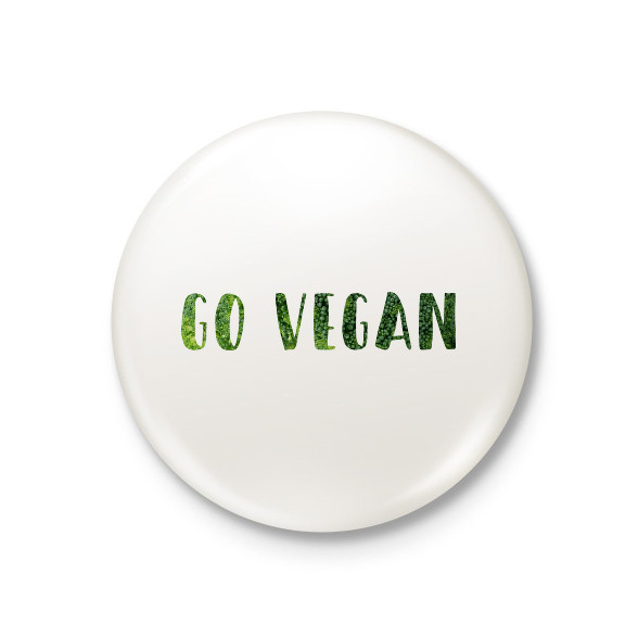 Go vegan-Kitűző, hűtőmágnes