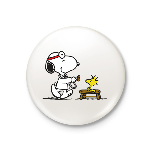 Snoopy és Woodstock-Kitűző, hűtőmágnes