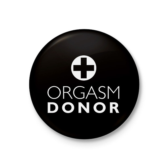 orgasm-donor-white-Kitűző, hűtőmágnes