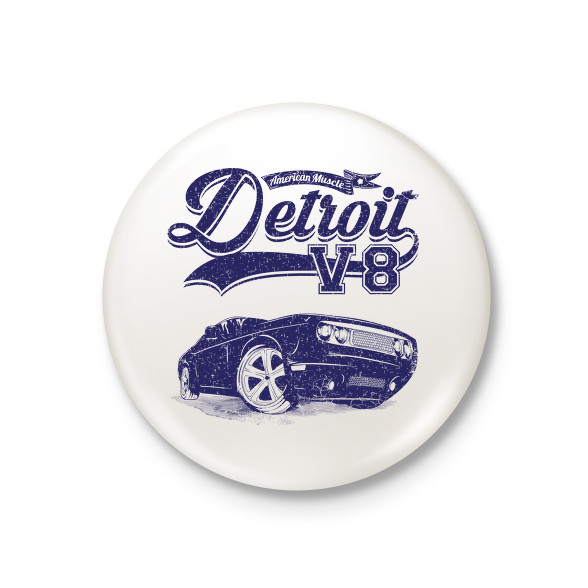 Detroit V8-Kitűző, hűtőmágnes