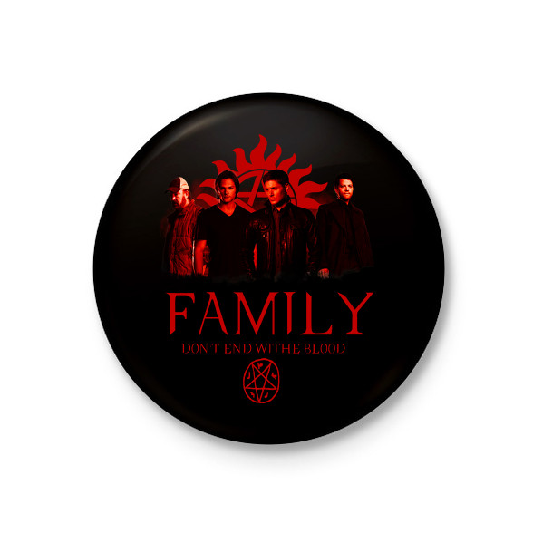 SUPERNATURAL FAMILY RED-Kitűző, hűtőmágnes