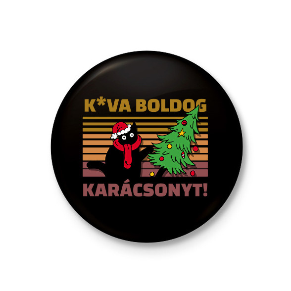 Kva boldog karácsonyt cica-Kitűző, hűtőmágnes