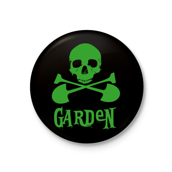 garden skull-Kitűző, hűtőmágnes