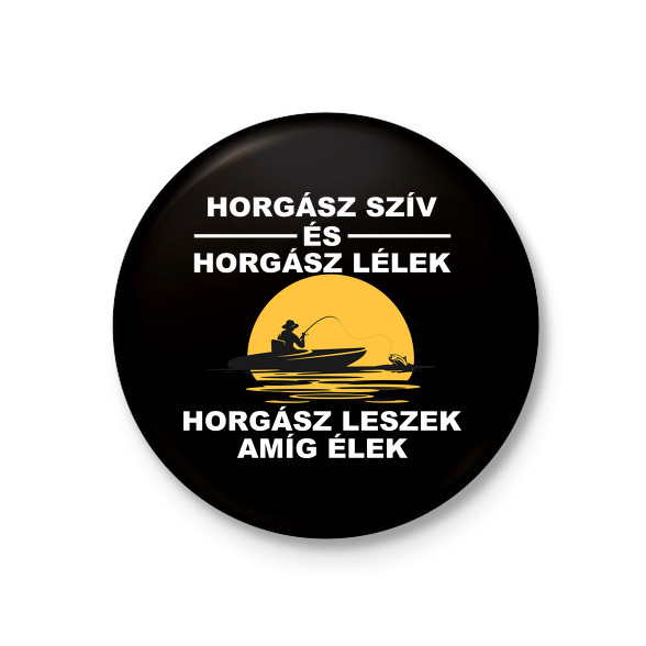 Horgász szív-Kitűző, hűtőmágnes