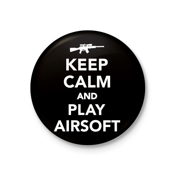 Keep calm and airsoft!-Kitűző, hűtőmágnes