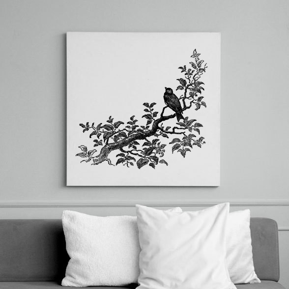 Bird & Tree drawing-Vászonkép