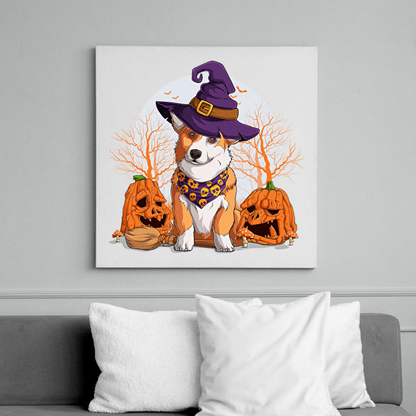 Corgi halloween-Vászonkép