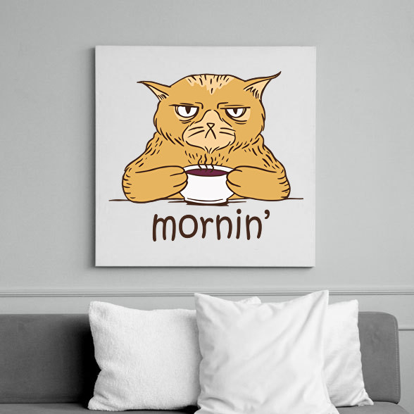 Kávés macska - Coffee cat -  Mornin'-Vászonkép