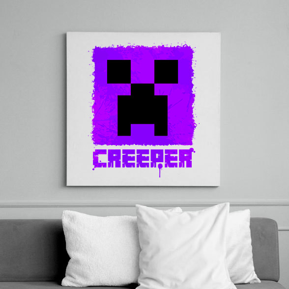 Minecraft creeper lila-Vászonkép