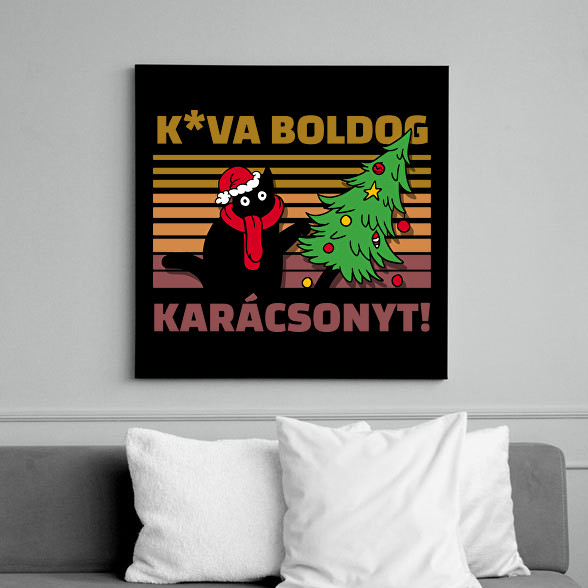 Kva boldog karácsonyt cica-Vászonkép