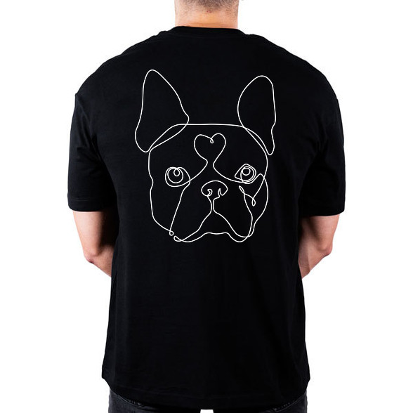 Vonalas Boston terrier-Oversized póló