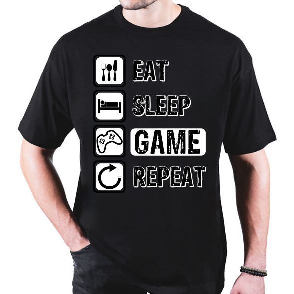 Eat, Sleep, Game, Repeat-Oversized póló