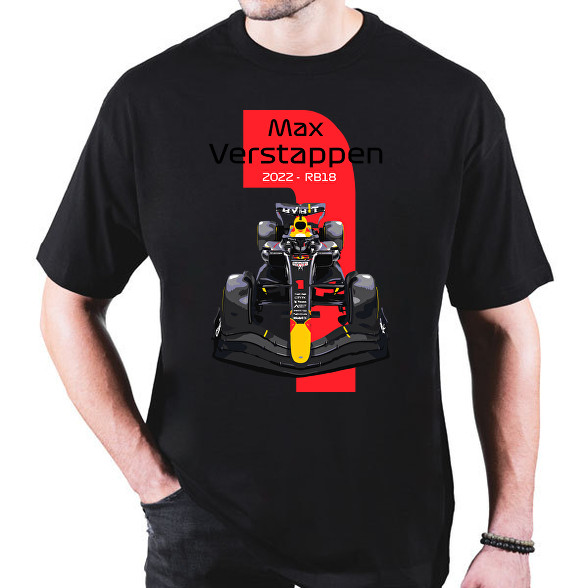 Max Verstappen 1 autóversenyző - fekete felirat-Oversized póló