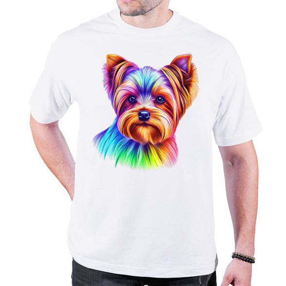 Színes yorkshire terrier kutya rajz -Oversized póló